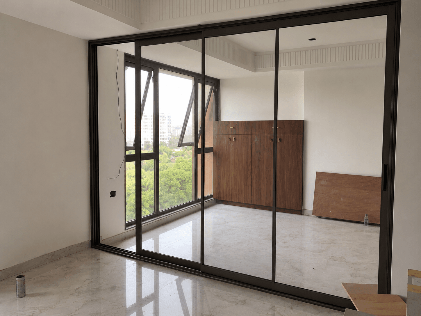 Arislim acoustic office glass partition wall with aluminium framing